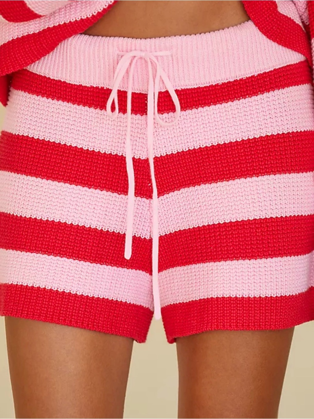 Beach Riot Balboa Shorts Pink and Red Striped Drawstring Knit Shorts S